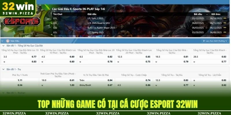 Những game hot có mặt tại sảnh cá cược Esport của nhà cái uy 32win
