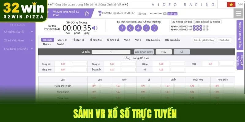 Sảnh VR Xổ Số trực tuyến mà 32win mang lại