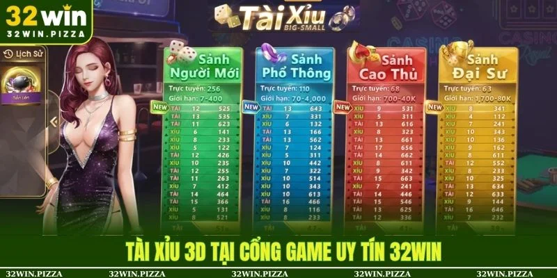Giao diện top game Tài Xỉu 3D tại cổng game uy tín 32win